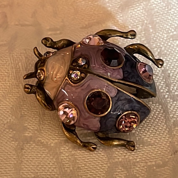 Art Deco Scarab Beetle Pin, Lavender Bug Pin - Picture 1 of 6
